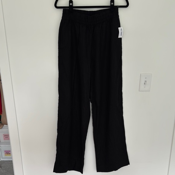 Old Navy NWT Black Wide Leg Linen Blend Pants - Size S Tall - Picture 2 of 8